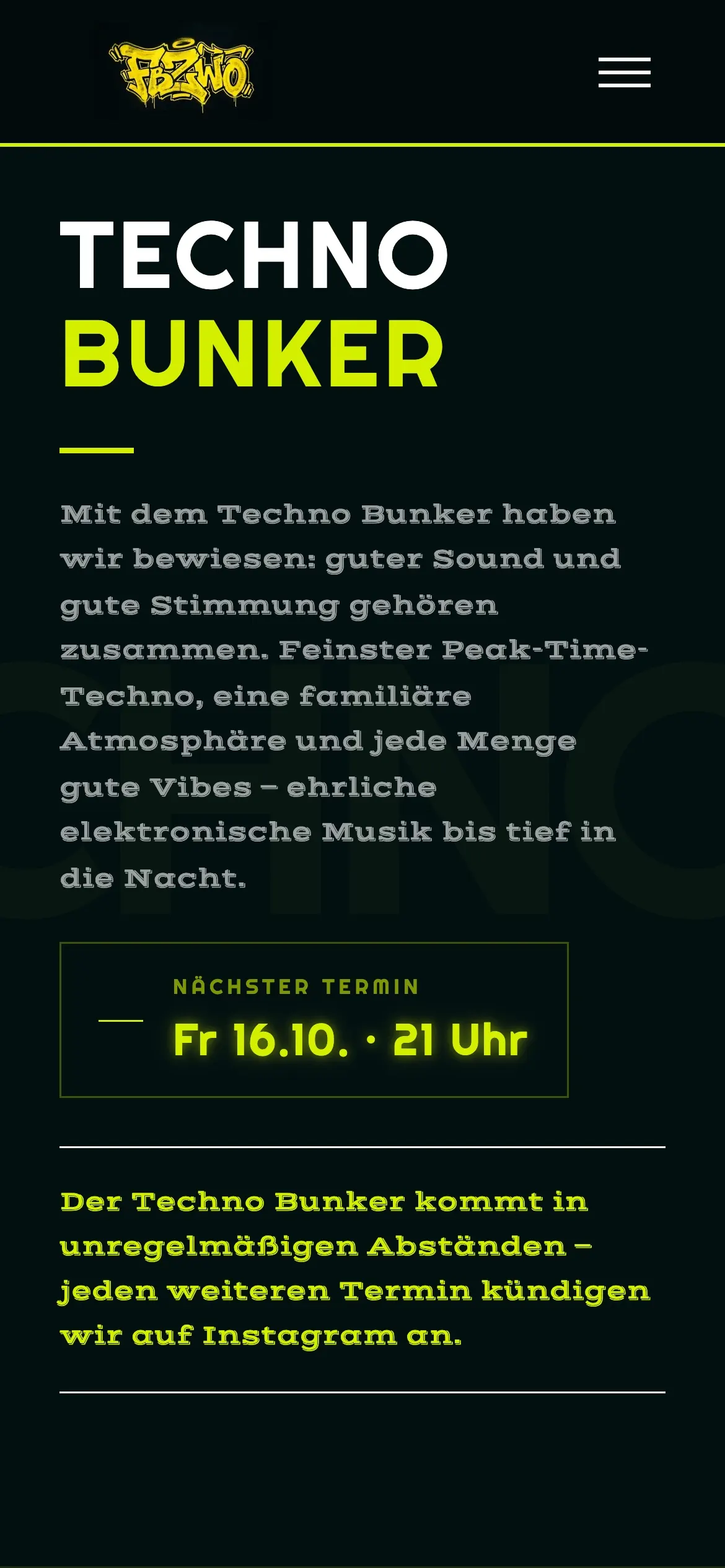 Seite Techno Bunker des F.Zwo auf dem Handy