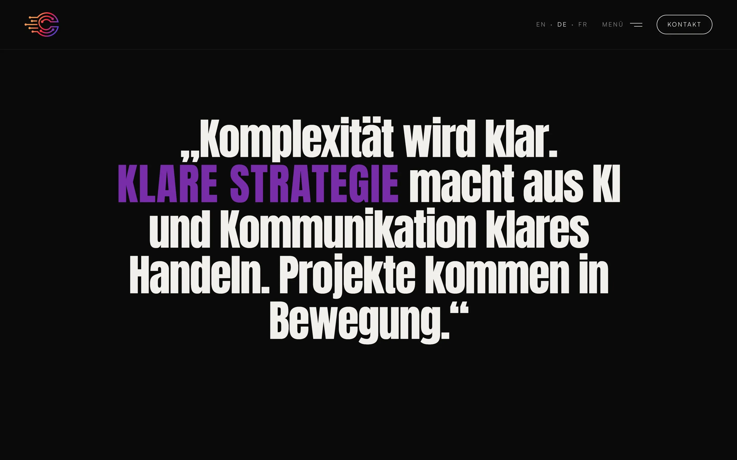 Zitat in großer Typografie auf der Website von Corepulse by Kessler